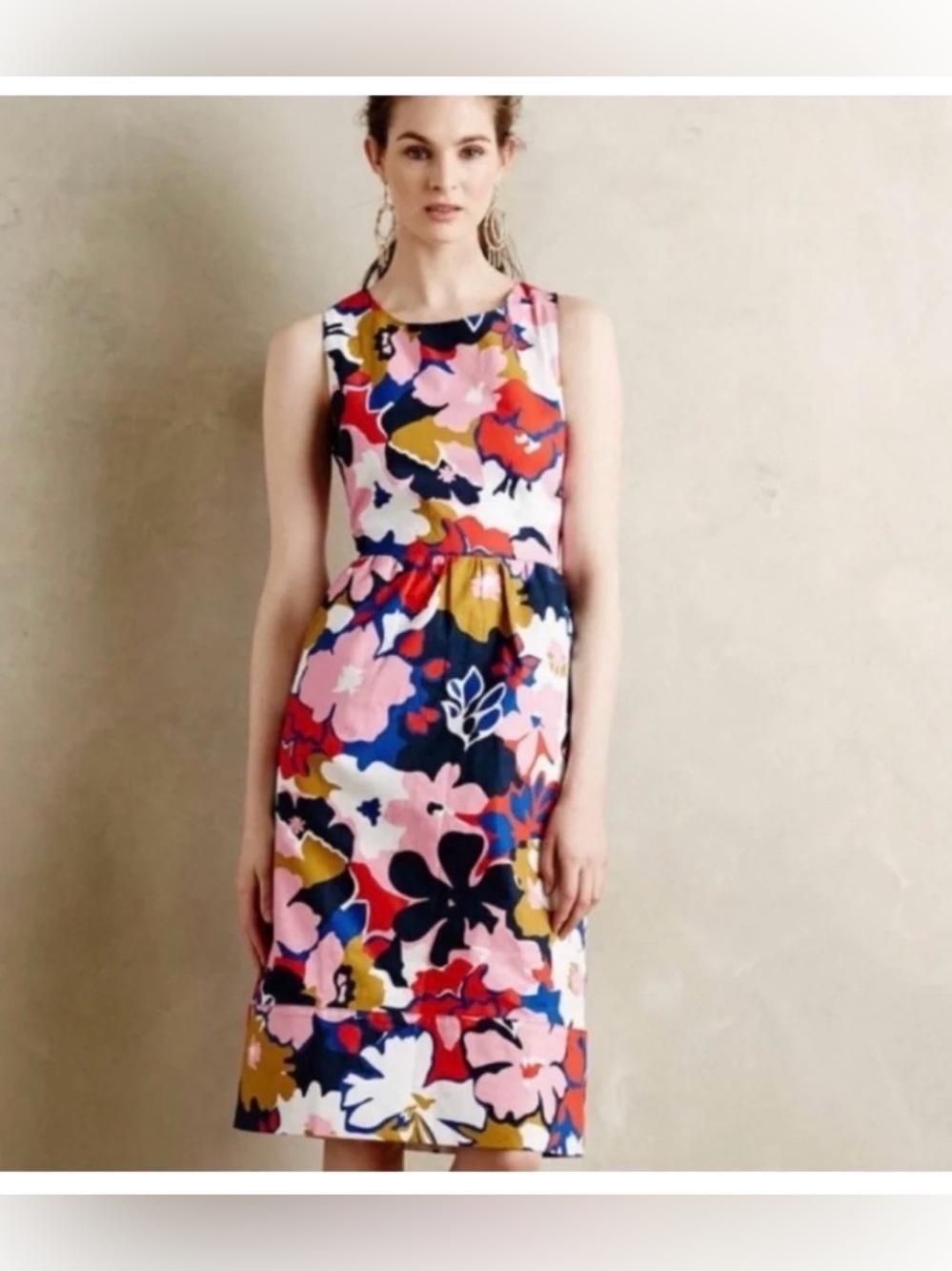 Anthropologie  Floreat Slide Rule Floral Midi Dress in Pink, Navy, Mustard